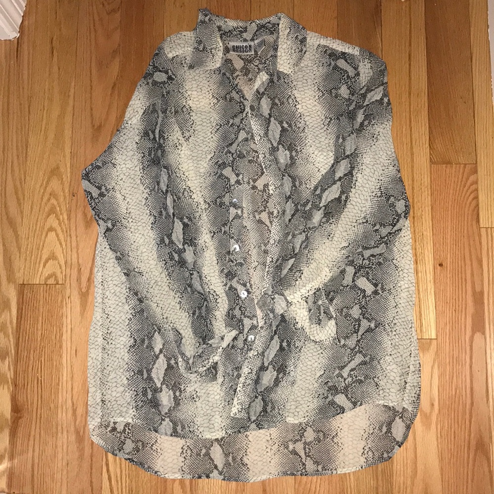 Chico’s Snakeskin Print Button Down